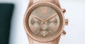 Michael Kors Lexington Chronograph Grey Dial Rose Gold Steel Strap Watch For Women - MK7217