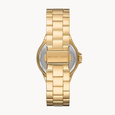 Michael Kors Lennox Three Hand Gold Dial Gold Steel Strap Watch For Women - MK7229