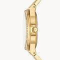 Michael Kors Lennox Three Hand Gold Dial Gold Steel Strap Watch For Women - MK7229