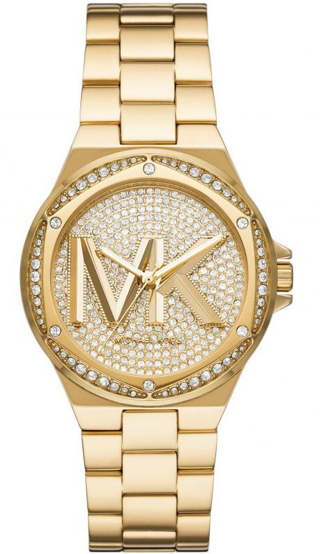 Michael Kors Lennox Three Hand Gold Dial Gold Steel Strap Watch For Women - MK7229