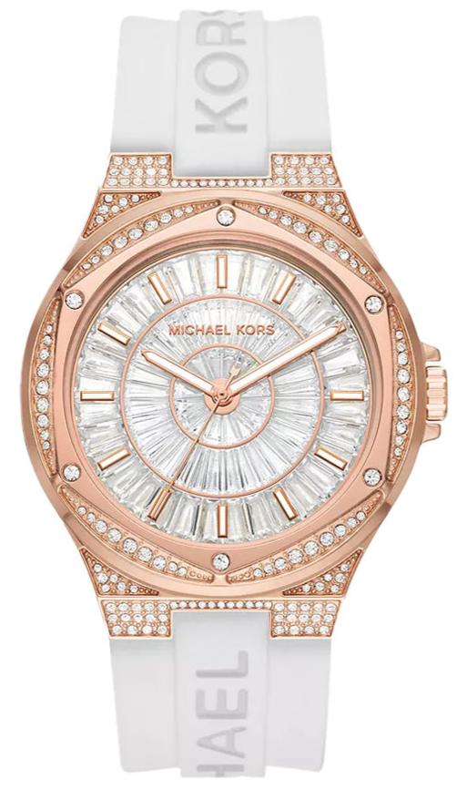 Michael Kors Lennox Three-Hand Crystals Dial White Silicone Strap Watch For Women - MK7248