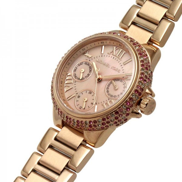 Michael Kors Mini Camille Multifunction Rose Gold Dial Rose Gold Steel Strap Watch For Women - MK7273