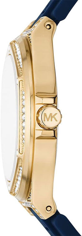 Michael Kors Lennox Three Hand White Dial Blue Silicone Strap Watch For Women - MK7333