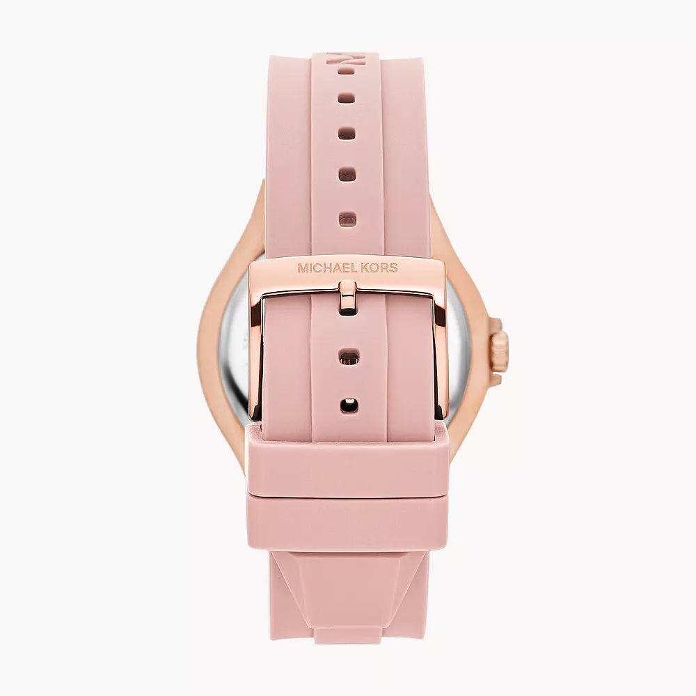 Michael Kors Lennox Three-Hand Analog White Dial Pink Silicone Strap Watch For Women - MK7334