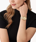 Michael Kors Lennox Three-Hand Gold Dial Gold Steel Strap Watch For Women - MK7339