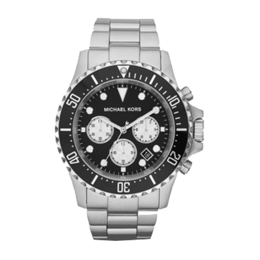 Michael Kors Everest Chronograph Black Dial Silver Steel Strap Watch For Men - MK8256