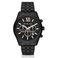 Michael Kors Lexington Chronograph Black Dial Black Steel Strap Watch For Men - MK8467