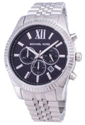 Michael Kors Lexington Chronograph Black Dial Black Steel Strap Watch For Men - MK8602