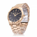 Michael Kors Slim Runway Quartz Black Dial Gold Steel Strap Watch For Men - MK8621