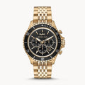 Michael Kors Bayville Chronograph Black Dial Gold Steel Strap Watch For Men - MK8726