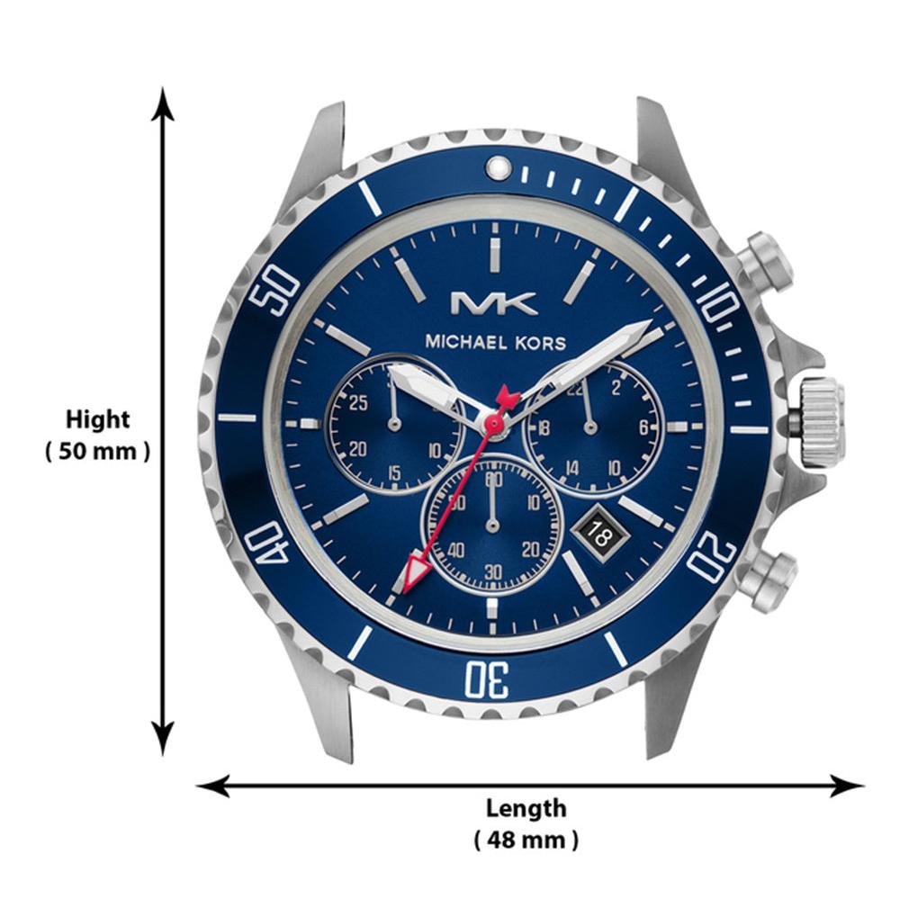 Michael Kors Bayville Chronograph Blue Dial Grey Steel Strap Watch For Men - MK8727