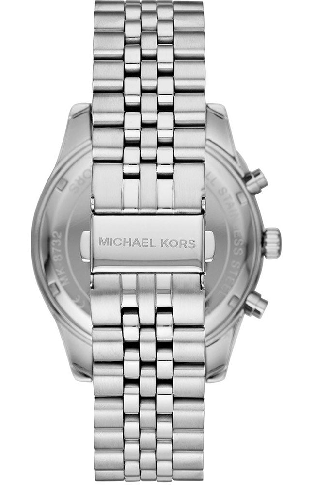 Michael Kors Lexington Chronograph Brown Dial Silver Steel Strap Watch For Men - MK8732