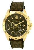 Michael Kors Brecken Chronograph Black Dial Brown Silicone Strap Watch For Men - MK8849