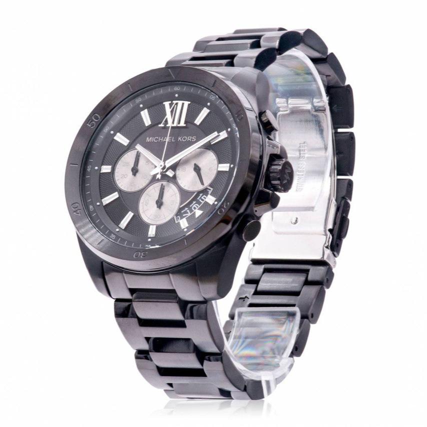 Michael Kors Brecken Chronograph Black Dial Black Steel Strap Watch For Men - MK8858