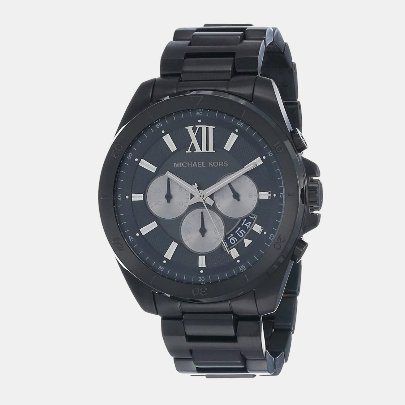 Michael Kors Brecken Chronograph Black Dial Black Steel Strap Watch For Men - MK8858