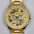 Michael Kors Brecken Chronograph Gold Dial Gold Steel Strap Watch For Men - MK8934