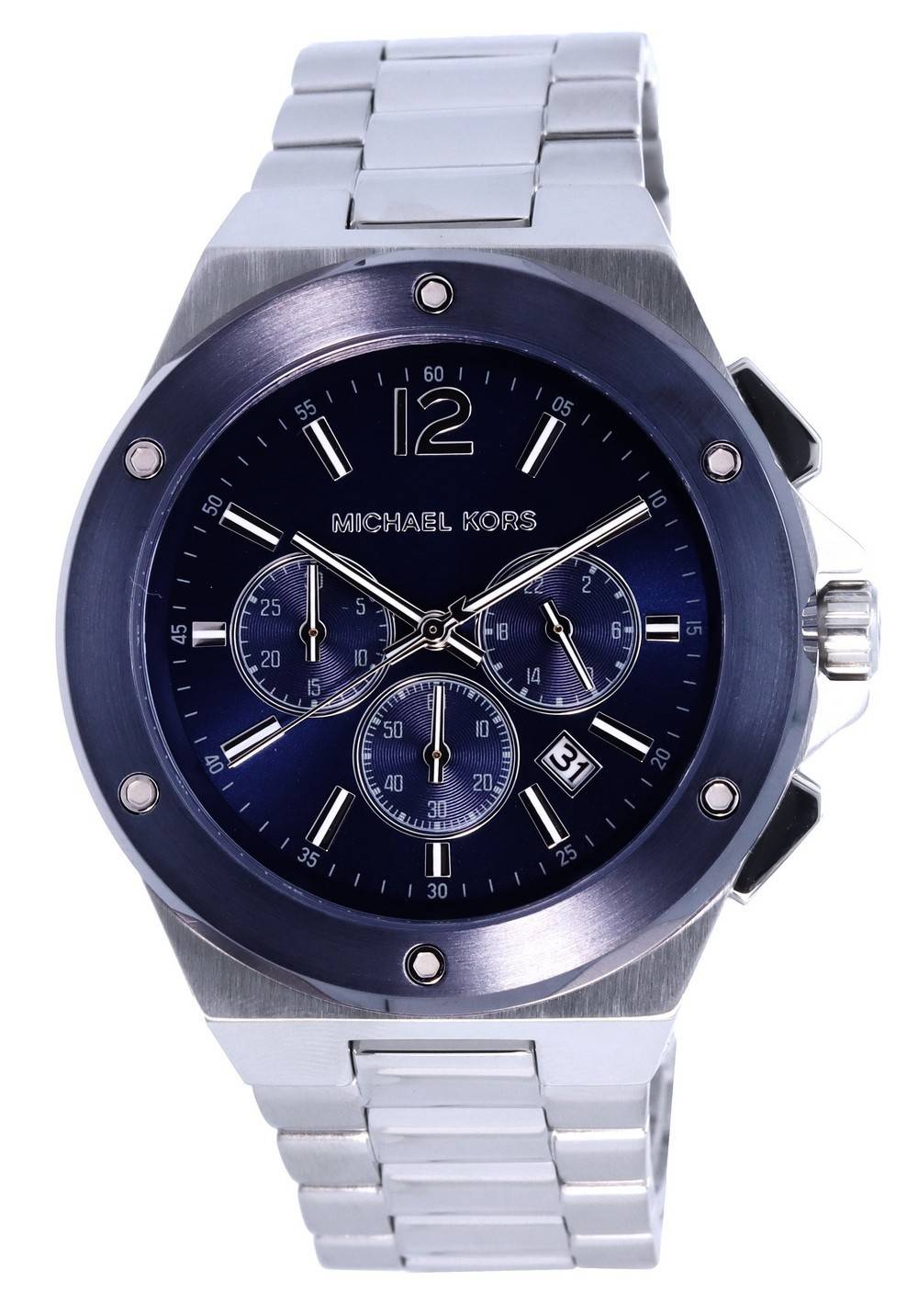 Michael Kors Lennox Chronograph Blue Dial Silver Steel Strap Watch For Men - MK8938