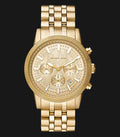 Michael Kors Hutton Chronograph Gold Dial Gold Steel Strap Watch For Men - MK8953