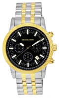 Michael Kors Hutton Chronograph Quartz Black Dial Two Tone Steel Strap Watch For Men - MK8954