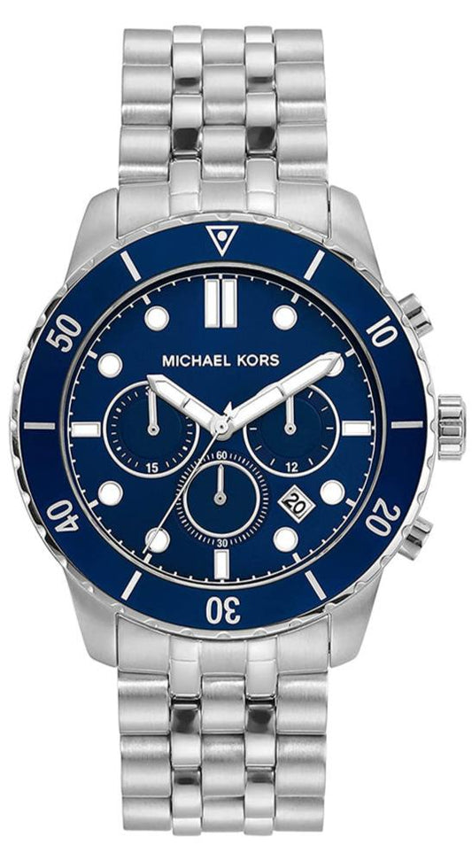 Michael Kors Cunningham Chronograph Blue Dial Silver Steel Strap Watch For Men - MK8999