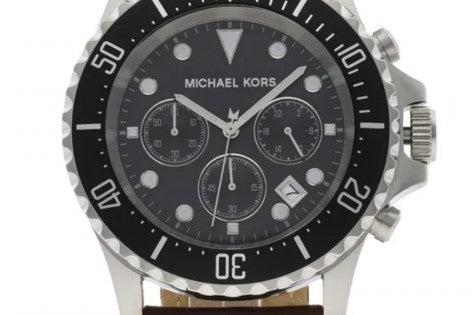 Michael Kors Everest Chronograph Black Dial Brown Leather Strap Watch For Men - MK9054