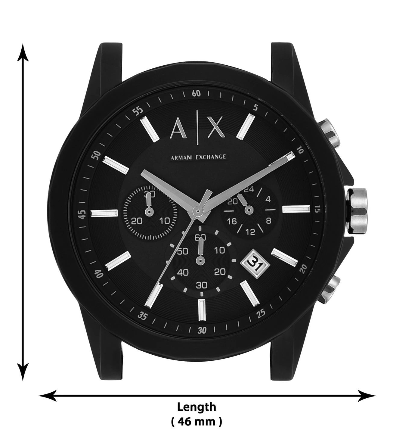 Armani Exchange Outerbanks Chronograph Black Dial Black Silicone Strap Watch For Men - AX1326