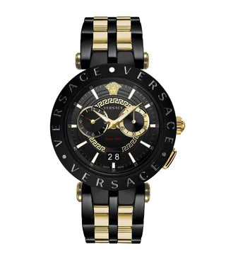 Versace V-Race Analog Quartz Black Dial Two Tone Steel Strap Watch For Men - VEBV00619