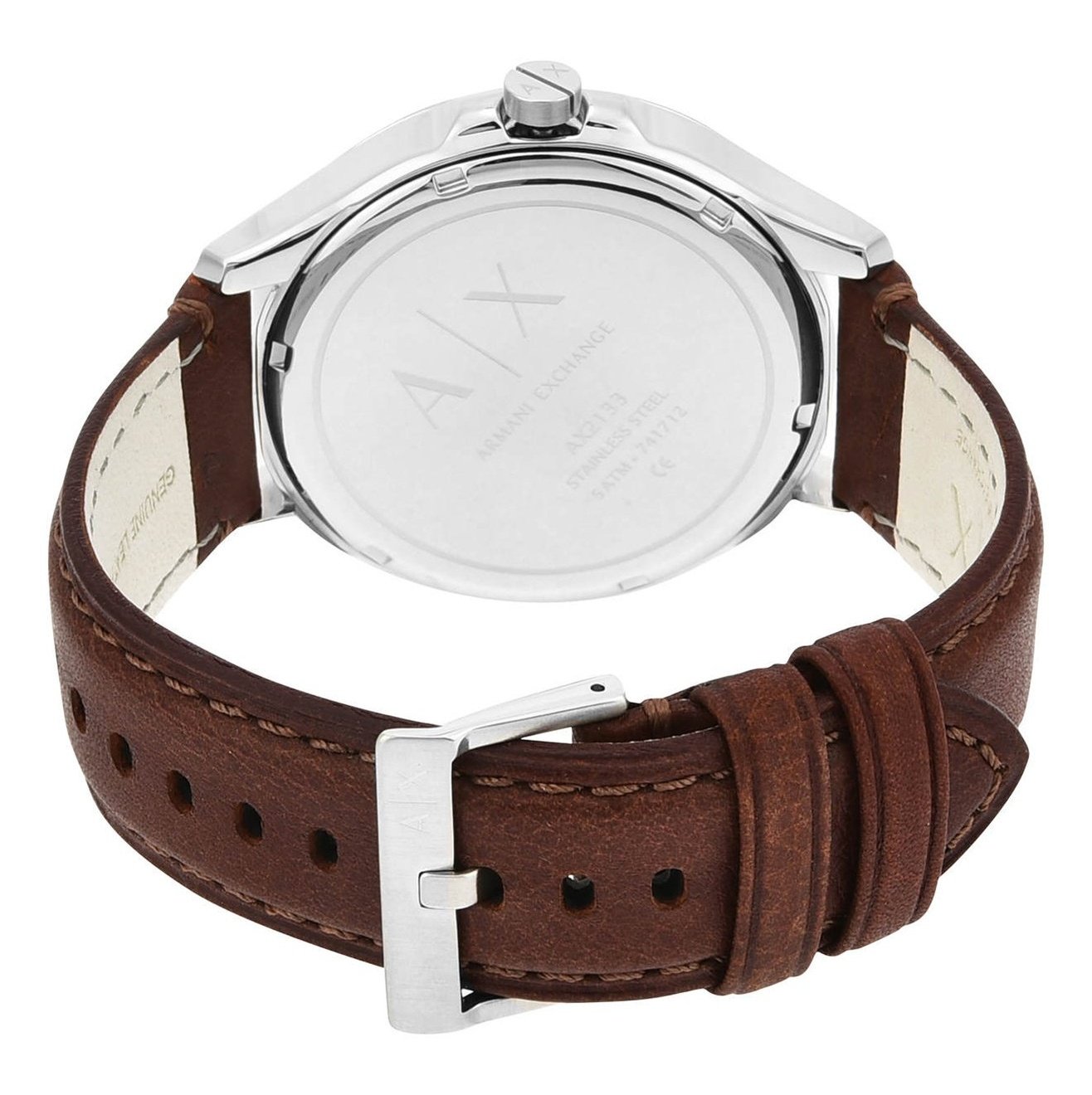 Armani Exchange Hampton Chronograph Blue Dial Brown Leather Strap Watch For Men - AX2133