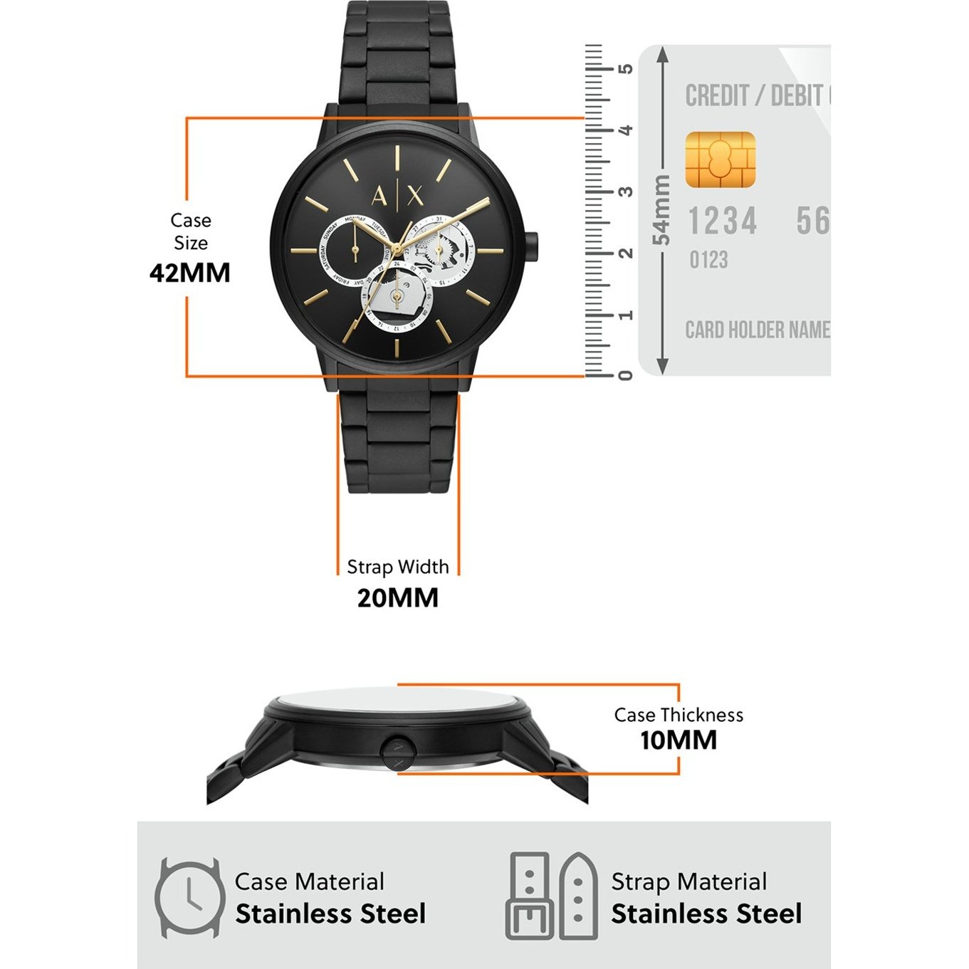 Armani Exchange Cayde Chronograph Black Dial Black Steel Strap Watch for Men - AX2748