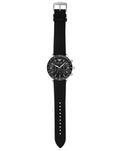 Emporio Armani Mario Chronograph Black Dial Black Leather Strap Watch For Men - AR11243