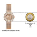 Guess Dream Crystals Rose Gold Dial Rose Gold Mesh Bracelet Watch For Women - GW0550L3