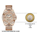 Guess Queen Multifunction Rose Gold Dial Rose Gold Steel Strap Watch For Women - GW0464L3