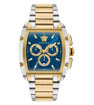 Versace Dominus Chronograph Blue Dial Two Tone Steel Strap Watch For Men - VE6H00723