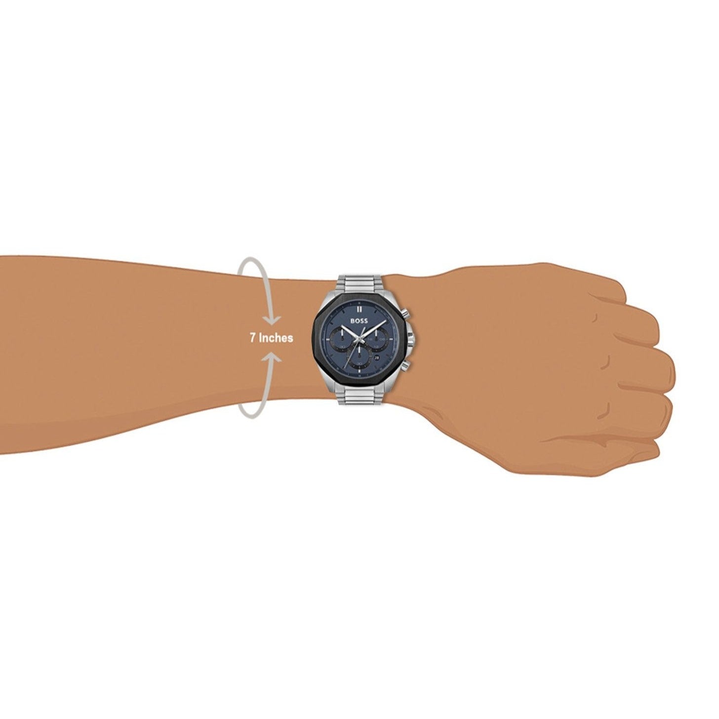 Hugo Boss Cloud Chronograph Blue Dial Silver Steel Strap Watch For Men - 1514015