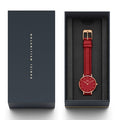 Daniel Wellington Petite Red Dial Red Leather Strap Watch For Women - DW00100405