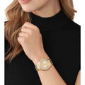 Michael Kors Harlowe Three-Hand Quartz Gold Dial Gold Steel Strap Watch For Women - MK4709