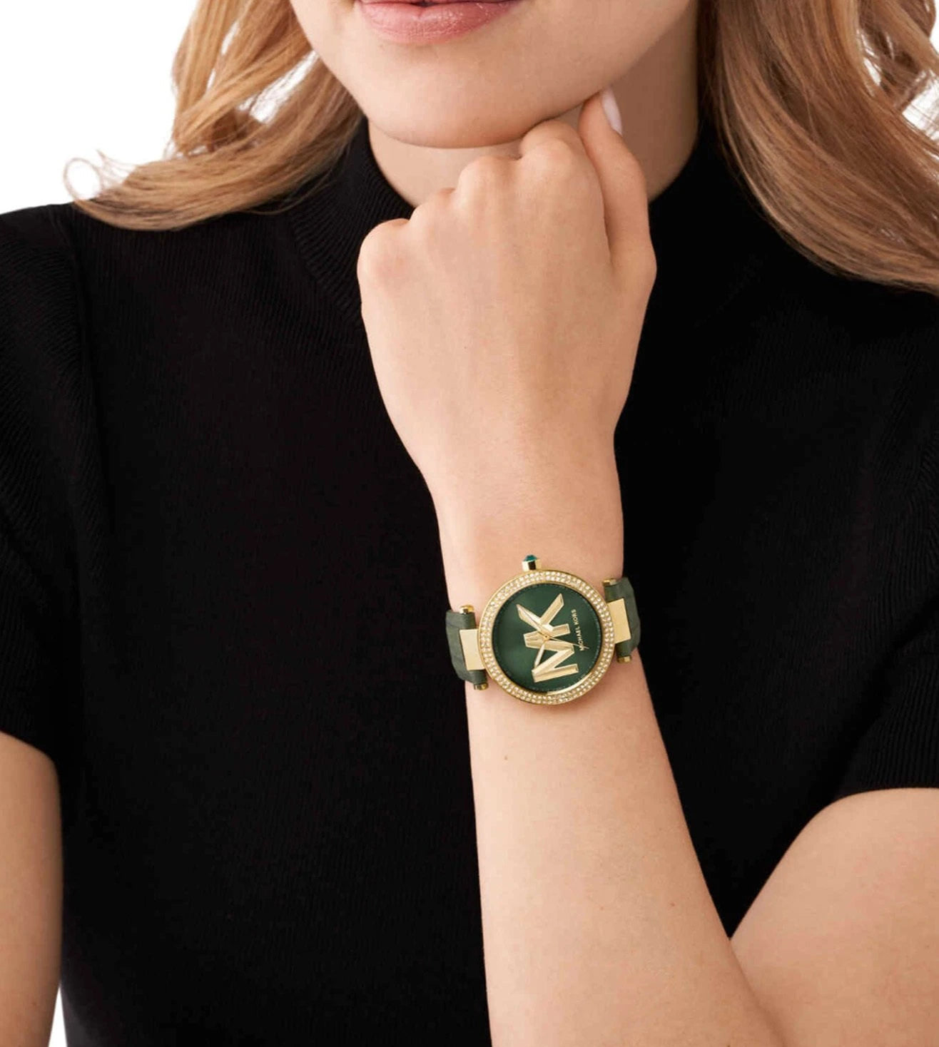 Michael Kors Parker Green Dial Green Leather Strap Watch For Women - MK4724