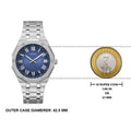 Guess Asset Quartz Blue Dial Silver Steel Strap Watch For Men - GW0575G4