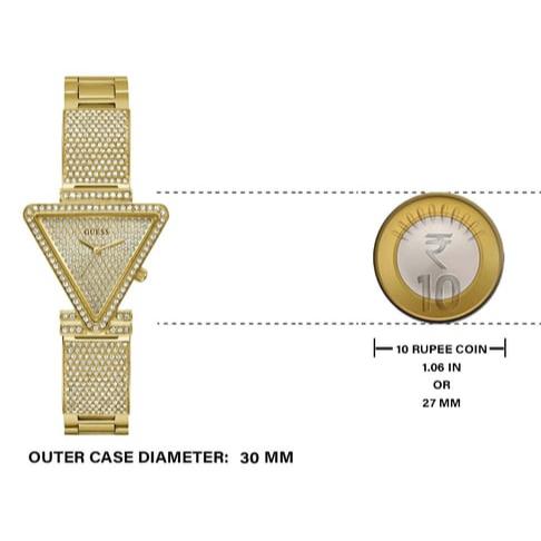 Guess Fame Crystals Gold Dial Gold Steel Strap Watch For Women - GW0644L2