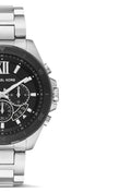 Michael Kors Brecken Chronograph Black Dial Silver Steel Strap Watch For Men - MK8847