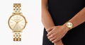 Michael Kors Pyper Quartz Gold Dial Gold Steel Strap Watch For Women - MK3898