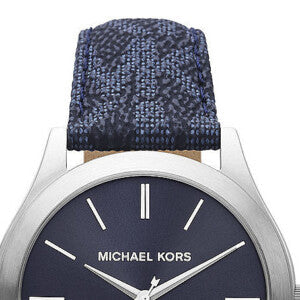 Michael Kors Slim Runway Analog Blue Dial Blue Leather Strap Watch For Men - MK8907