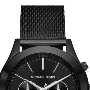 Michael Kors Slim Runway Chronograph Black Dial Black Mesh Bracelet Watch For Men - MK9060