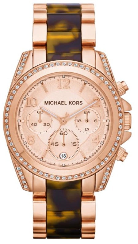 Michael Kors Blair Rose Gold Dial Two Tone Steel Strap Watch For Women - MK5859
