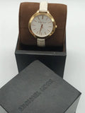 Michael Kors Slim Runway White Dial White Leather Strap Watch For Women - MK2273