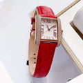 Michael Kors Emery Quartz Diamonds Silver Dial Red Leather Strap Watch For Women - MK4689