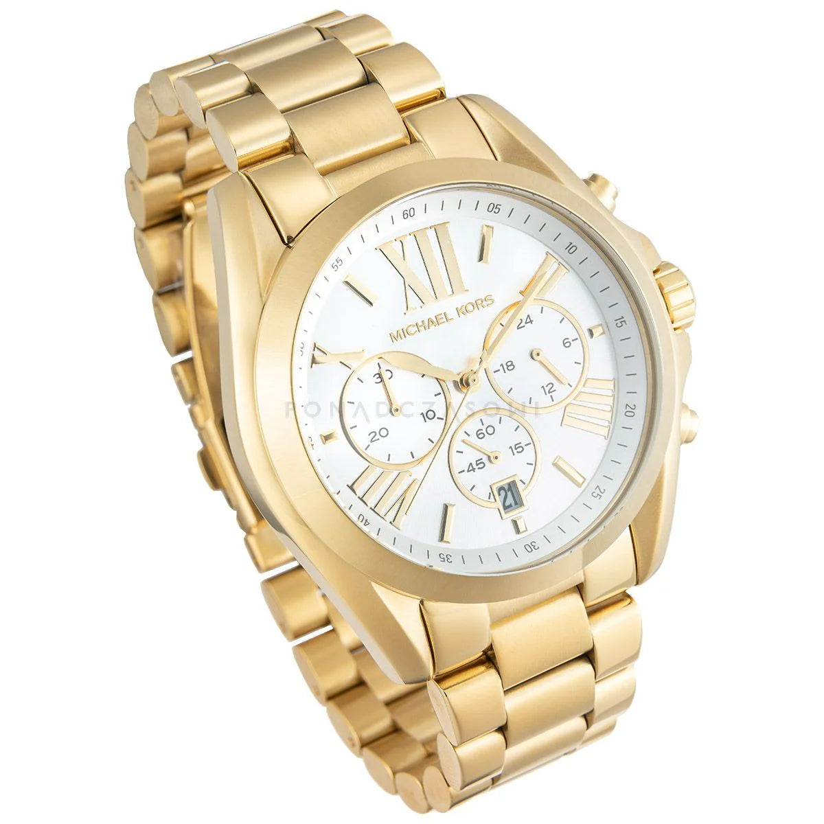 Michael Kors Bradshaw Chronograph White Dial Gold Steel Strap Watch For Women - MK6266