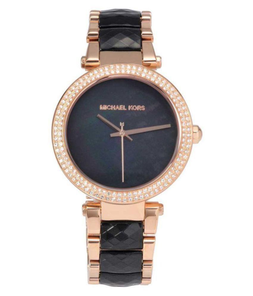 Michael Kors Parker Black Mother of Pearl Dial Two Tone Steel Strap Watch for Women - MK6414