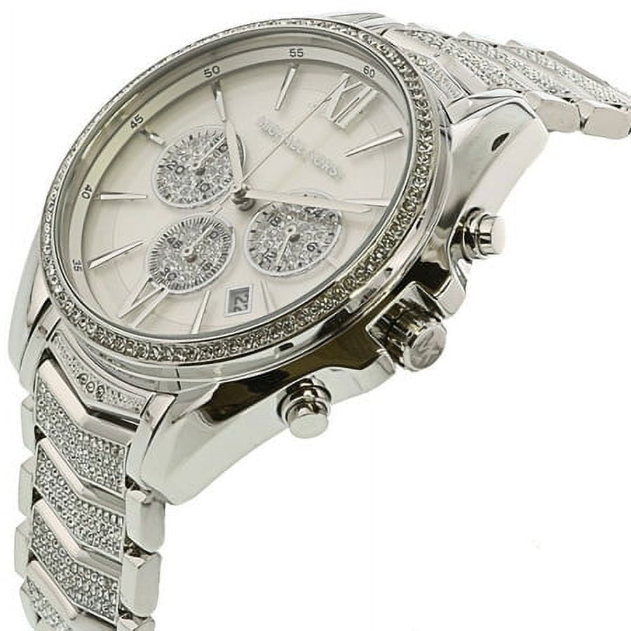 Michael Kors Whitney Chronograph Crystals Silver Dial Silver Steel Strap Watch For Women - MK6728