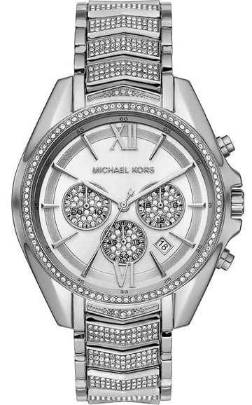 Michael Kors Whitney Chronograph Crystals Silver Dial Silver Steel Strap Watch For Women - MK6728